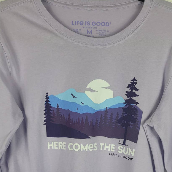Life is Good Here Comes The Sun Purple Long Sleeve Top M - Picture 2 of 6